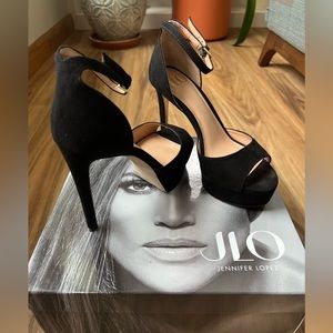 JLo Jennifer Lopez Idolina Black Platform Heels - Size 7.5